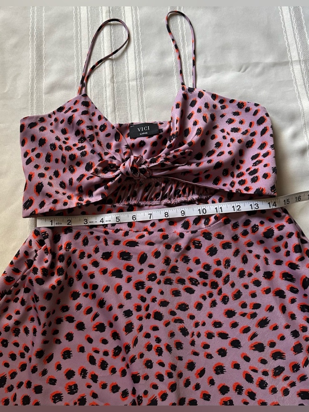 Vici Pink & Black Leopard Print Cutout Knot Maxi Dress Size L - Picture 9 of 12